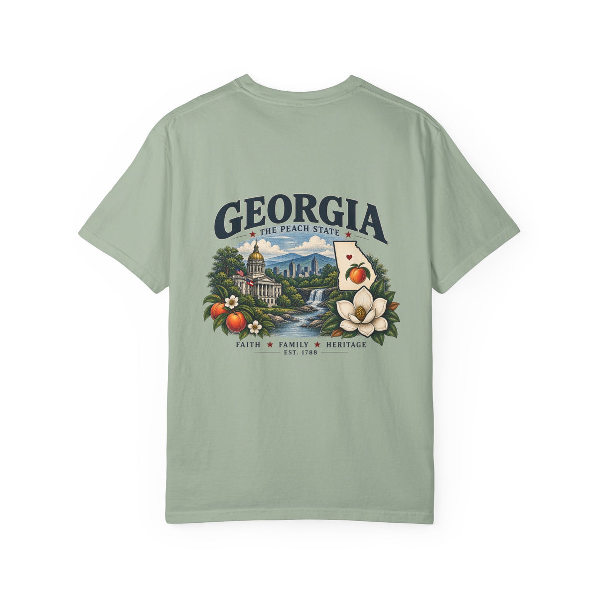 Georgia State T-Shirt — 'The Peach State' Scenic Back Print