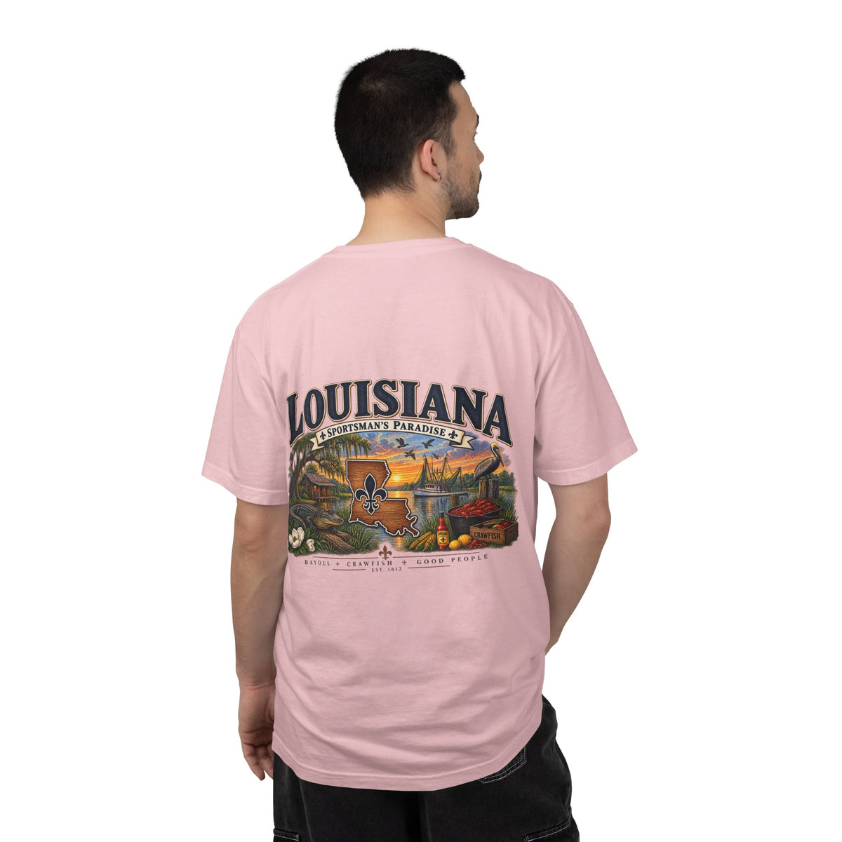 Louisiana Scenic T‑Shirt — State Souvenir Tee (Bayou, Jazz & Cajun Design)