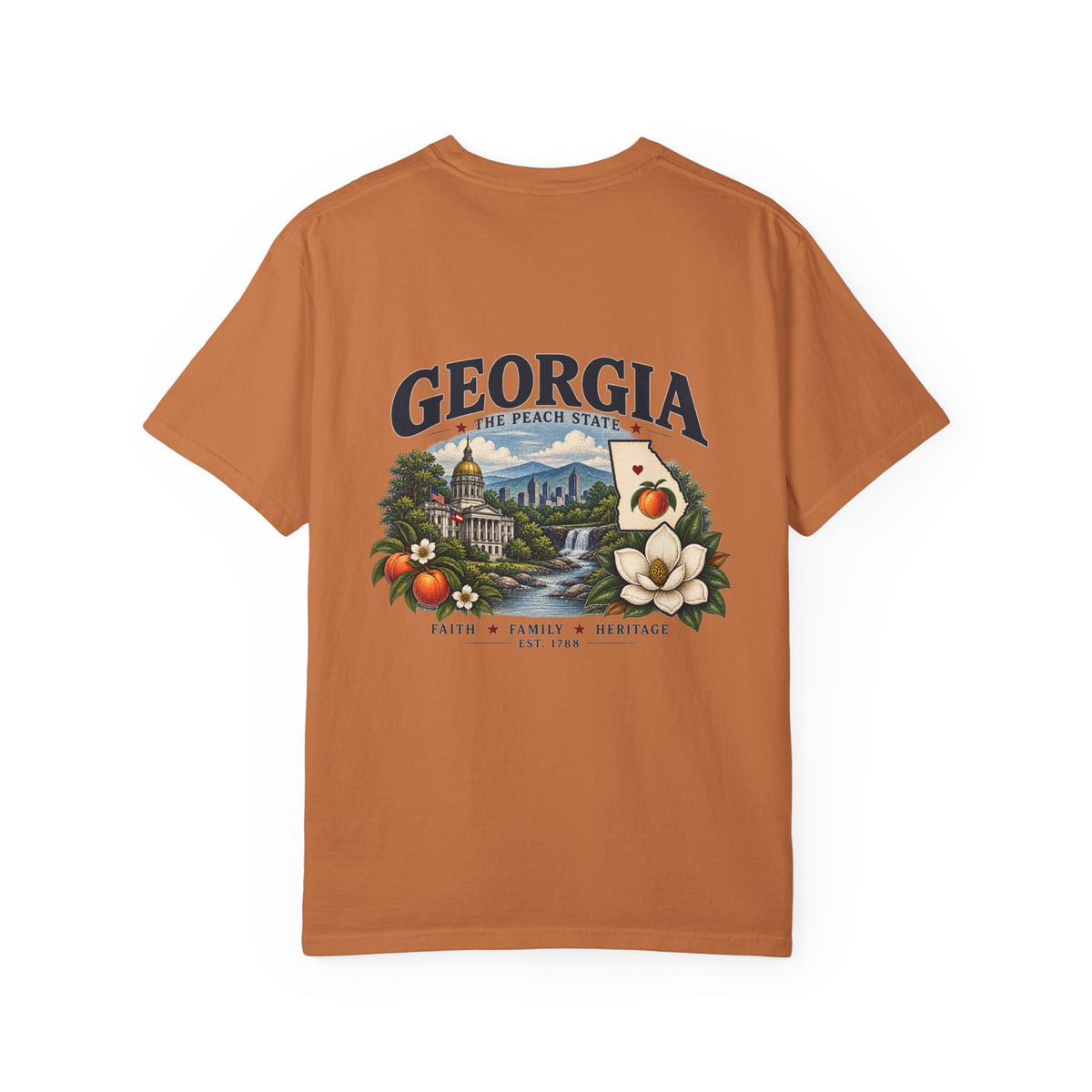 Georgia State T-Shirt — 'The Peach State' Scenic Back Print