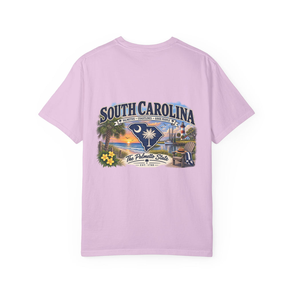 South Carolina Palmetto State T-Shirt — Scenic Beach Sunset Souvenir