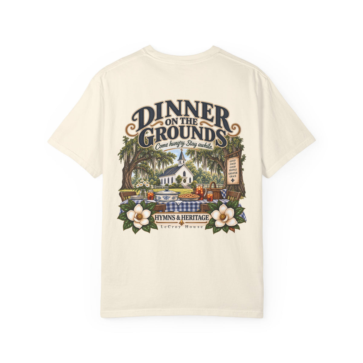 Dinner on the Grounds T-Shirt — Hymns & Heritage Southern Church Festival Tee