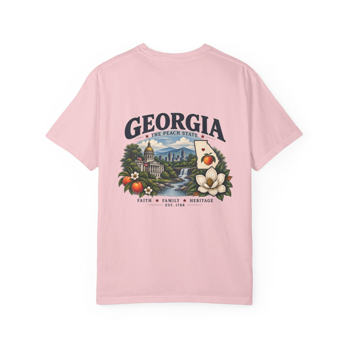 Georgia State T-Shirt — 'The Peach State' Scenic Back Print