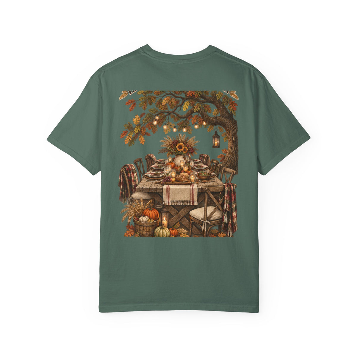 Autumn Harvest T-Shirt — Thanksgiving Rustic Table Fall Pumpkin Graphic