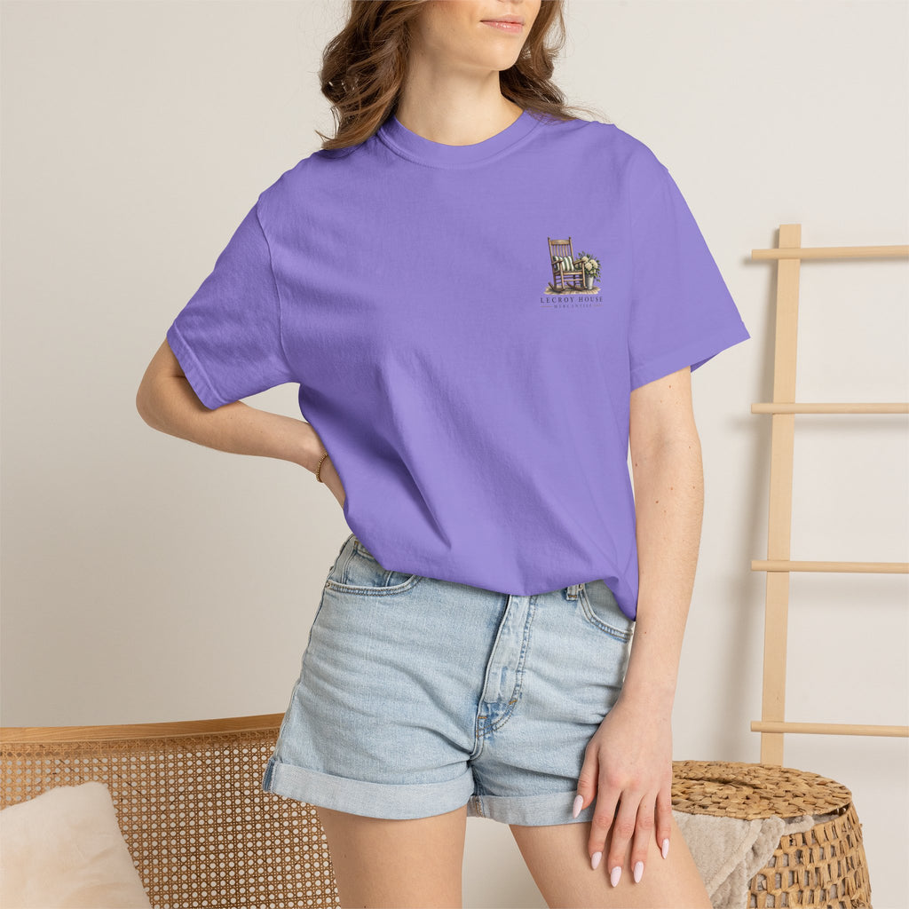 Come On In Porch T-Shirt — "Come On In, We'll Find You a Chair" Relaxed Front-Pocket Tee