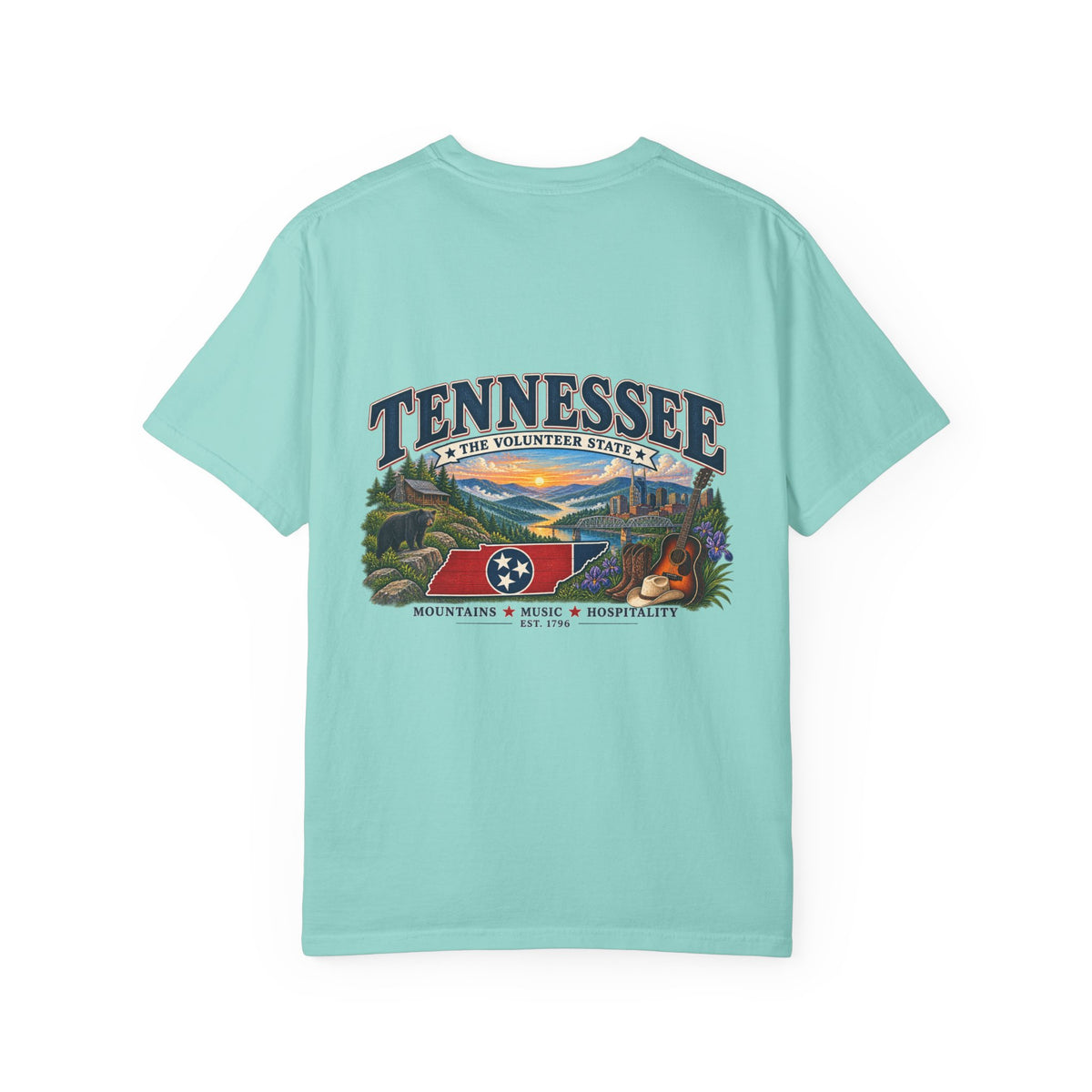 Tennessee Scenic T-Shirt — "Tennessee The Volunteer State" Vintage Travel Tee