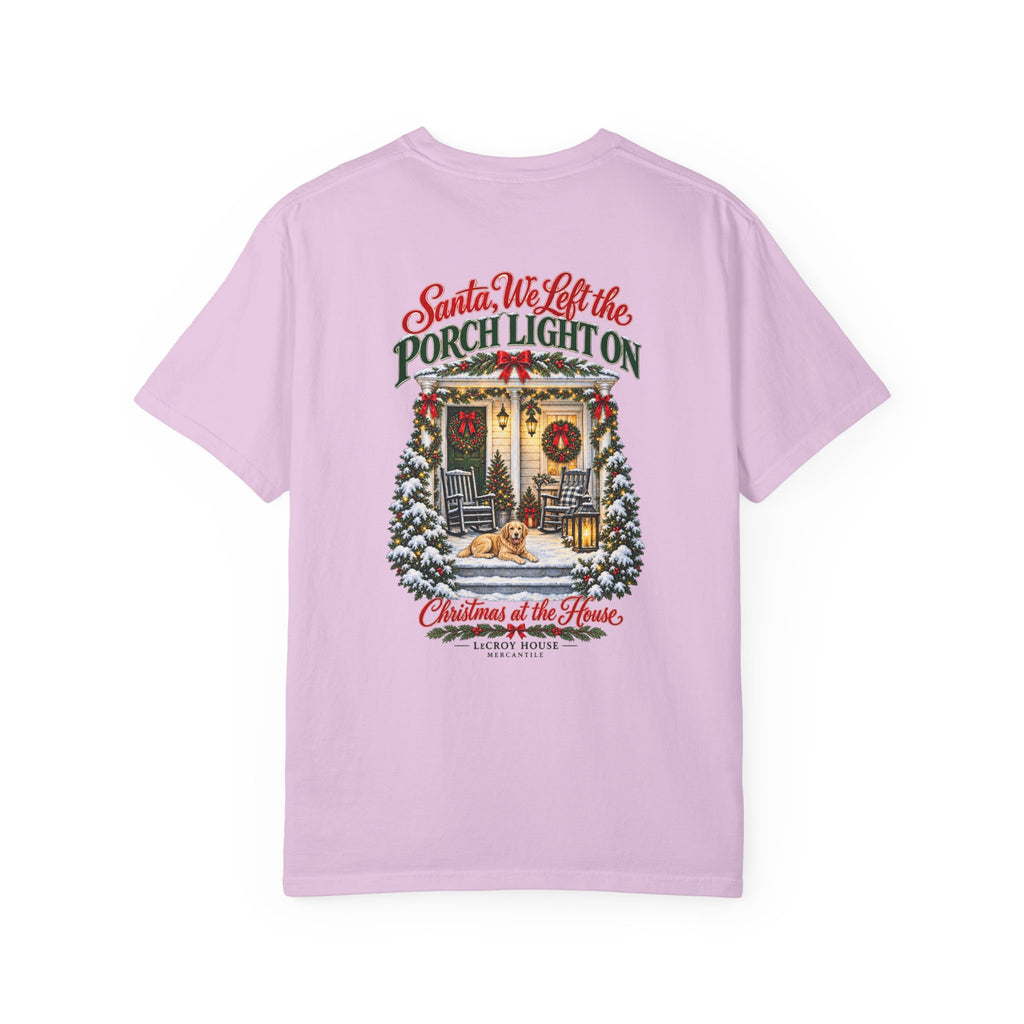 Christmas Porch Lantern T-Shirt — "Santa, We Left the Porch Light On" Holiday Tee