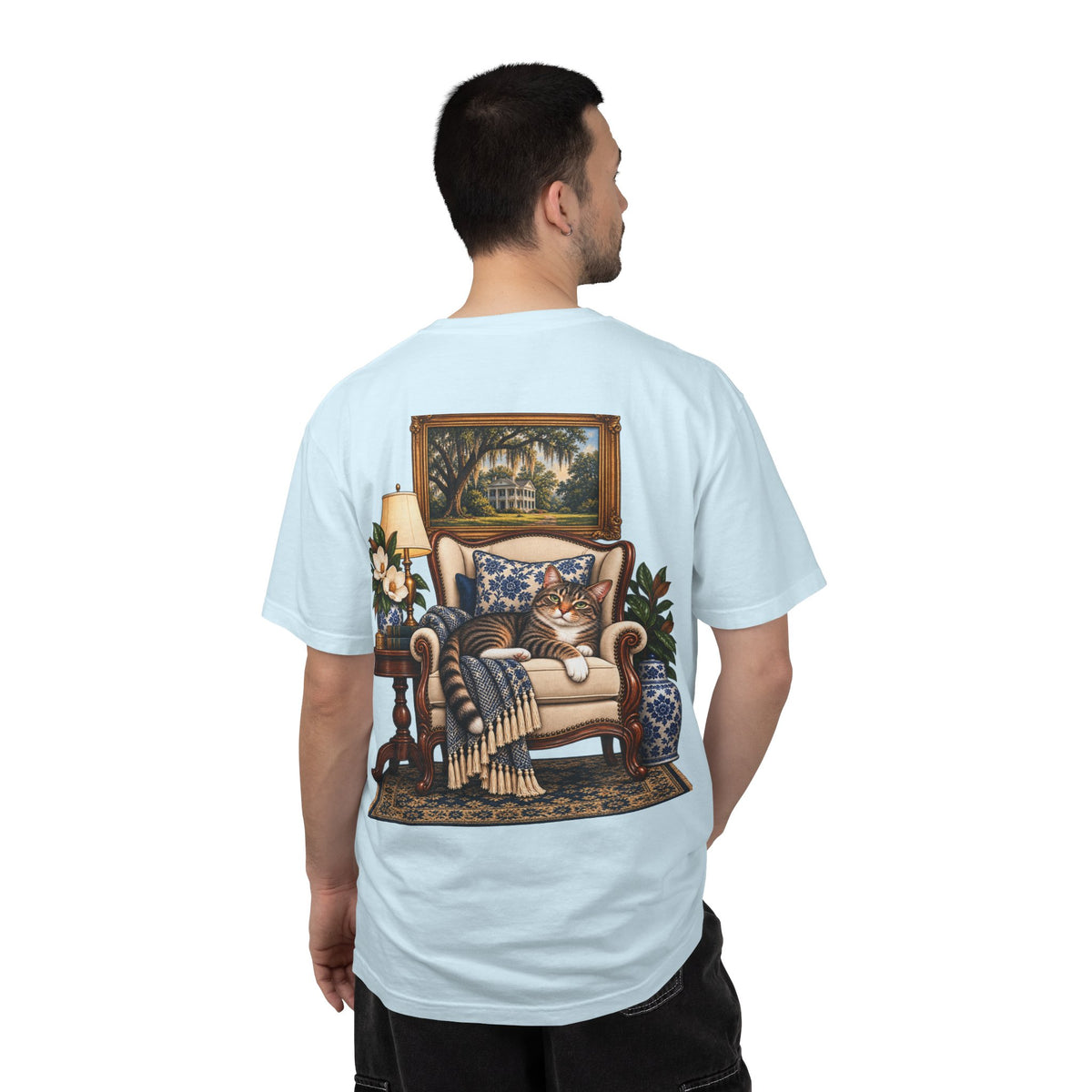 T-Shirt — Cozy Cat Lounge Graphic ("House Cat")