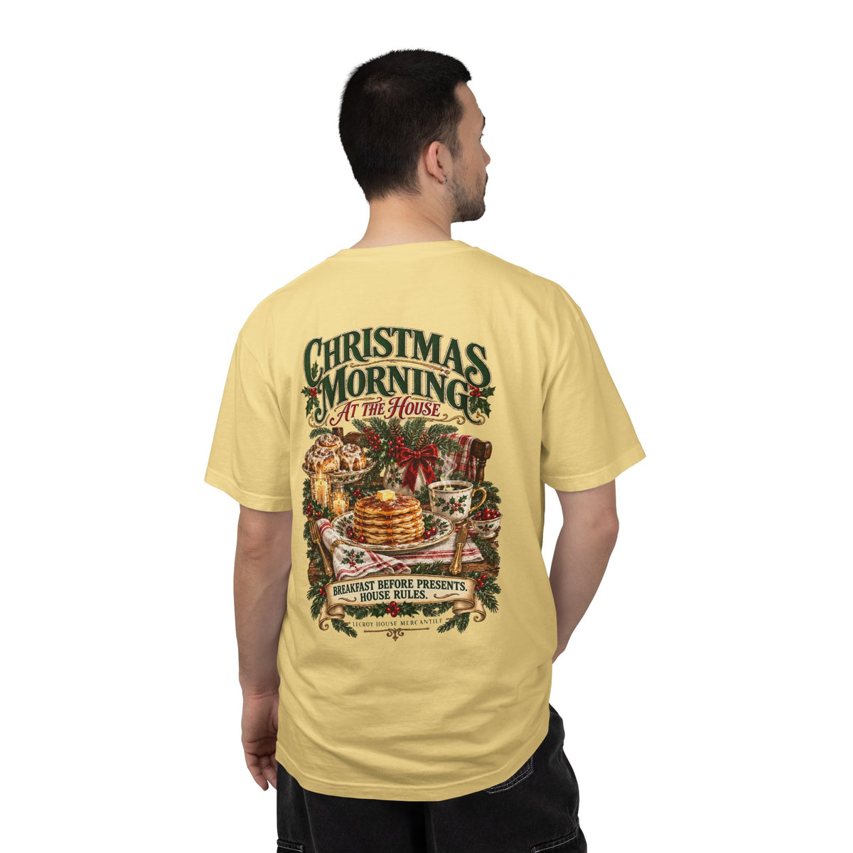 Christmas Morning Tee — Holiday Breakfast & Presents Graphic T-Shirt