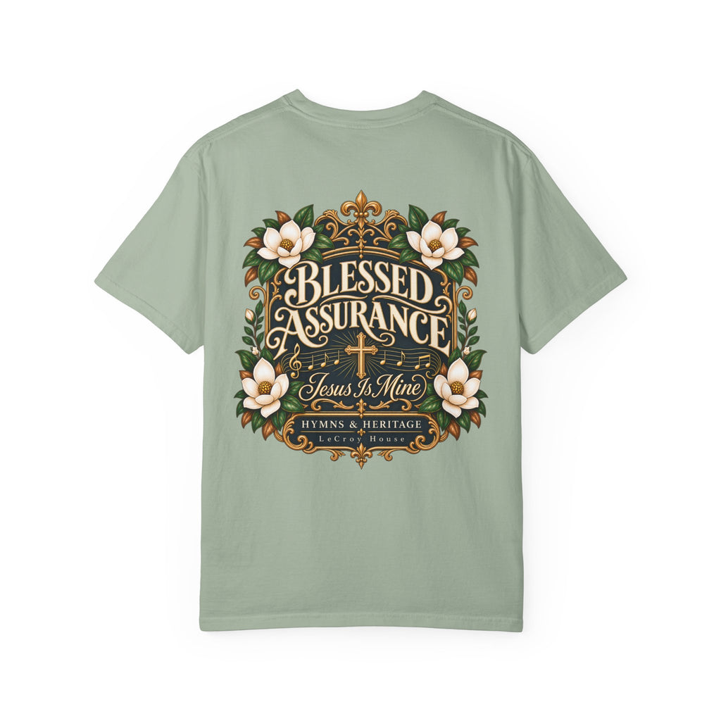 Blessed Assurance T-Shirt — "Jesus Is Mine" Floral Christian Tee
