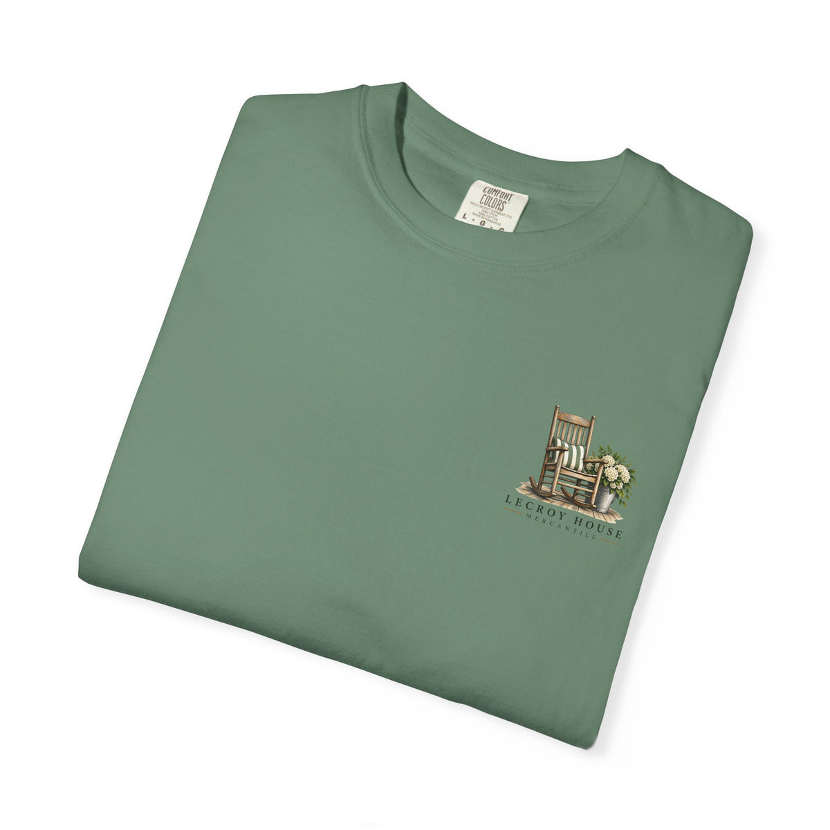 Come On In Porch T-Shirt — "Come On In, We'll Find You a Chair" Relaxed Front-Pocket Tee