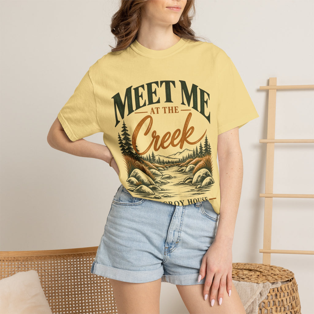 Meet Me at the Creek T-Shirt — Vintage Nature Graphic Tee for Outdoors Lovers