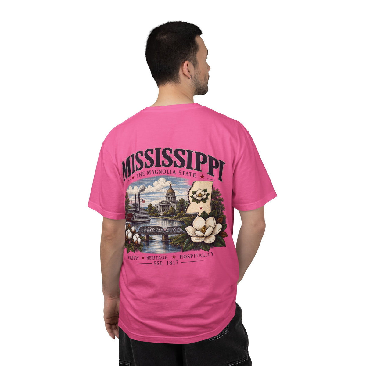 Mississippi Magnolia State T-Shirt — State Capitol & River Graphic