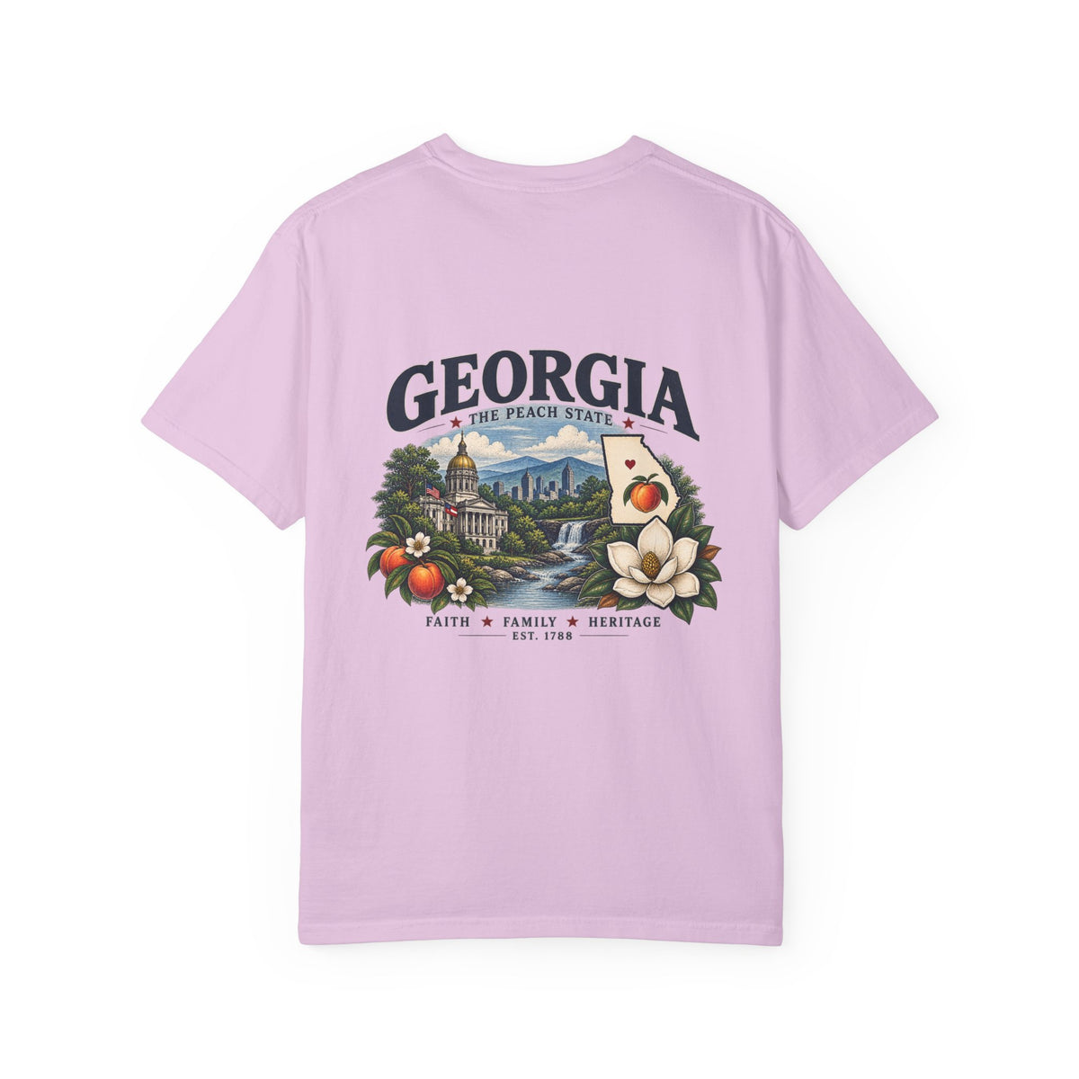 Georgia State T-Shirt — 'The Peach State' Scenic Back Print