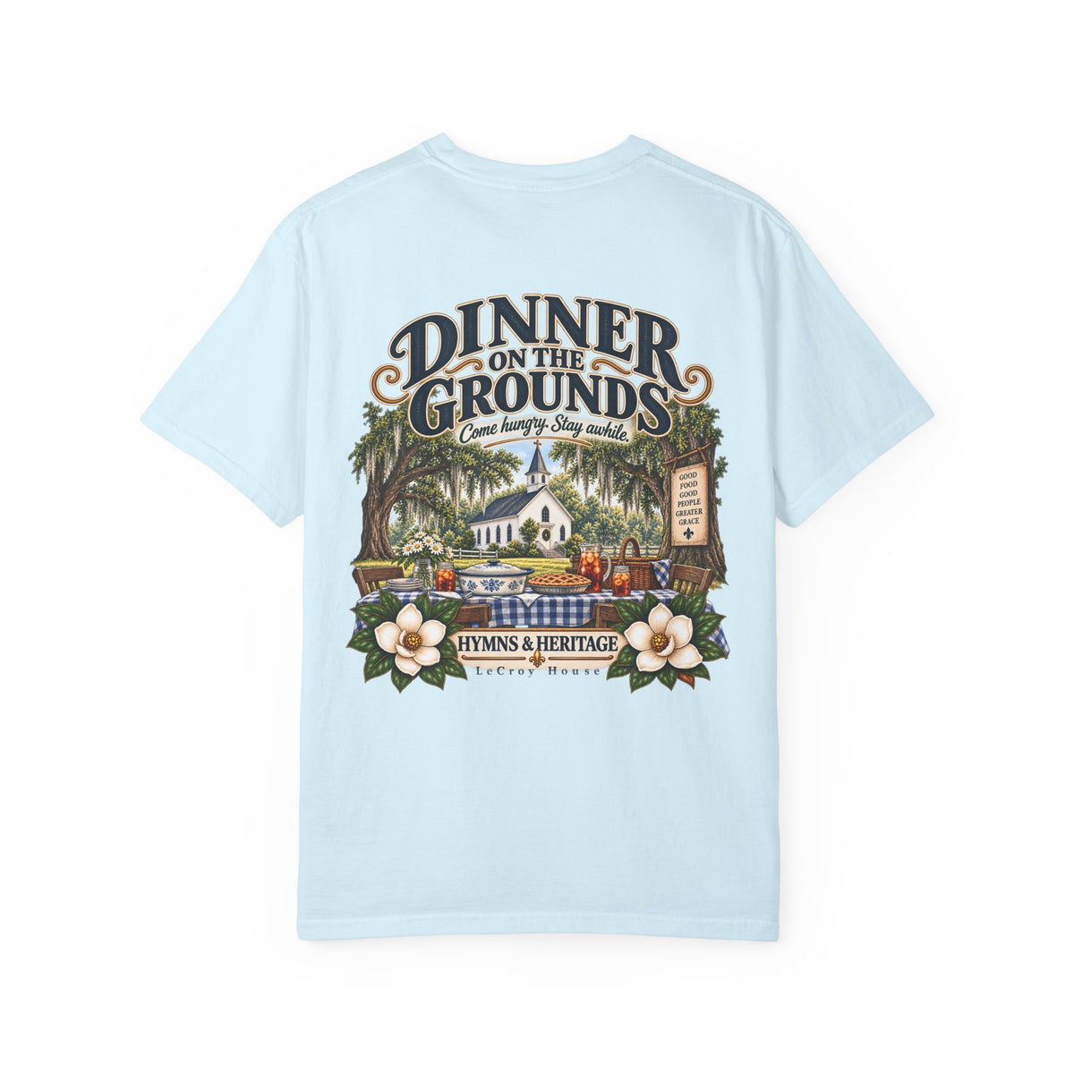 Dinner on the Grounds T-Shirt — Hymns & Heritage Southern Church Festival Tee
