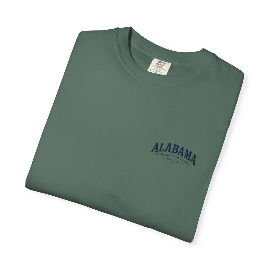 Alabama Heritage T-Shirt — State Scenic Back Print with Magnolia & Capitol