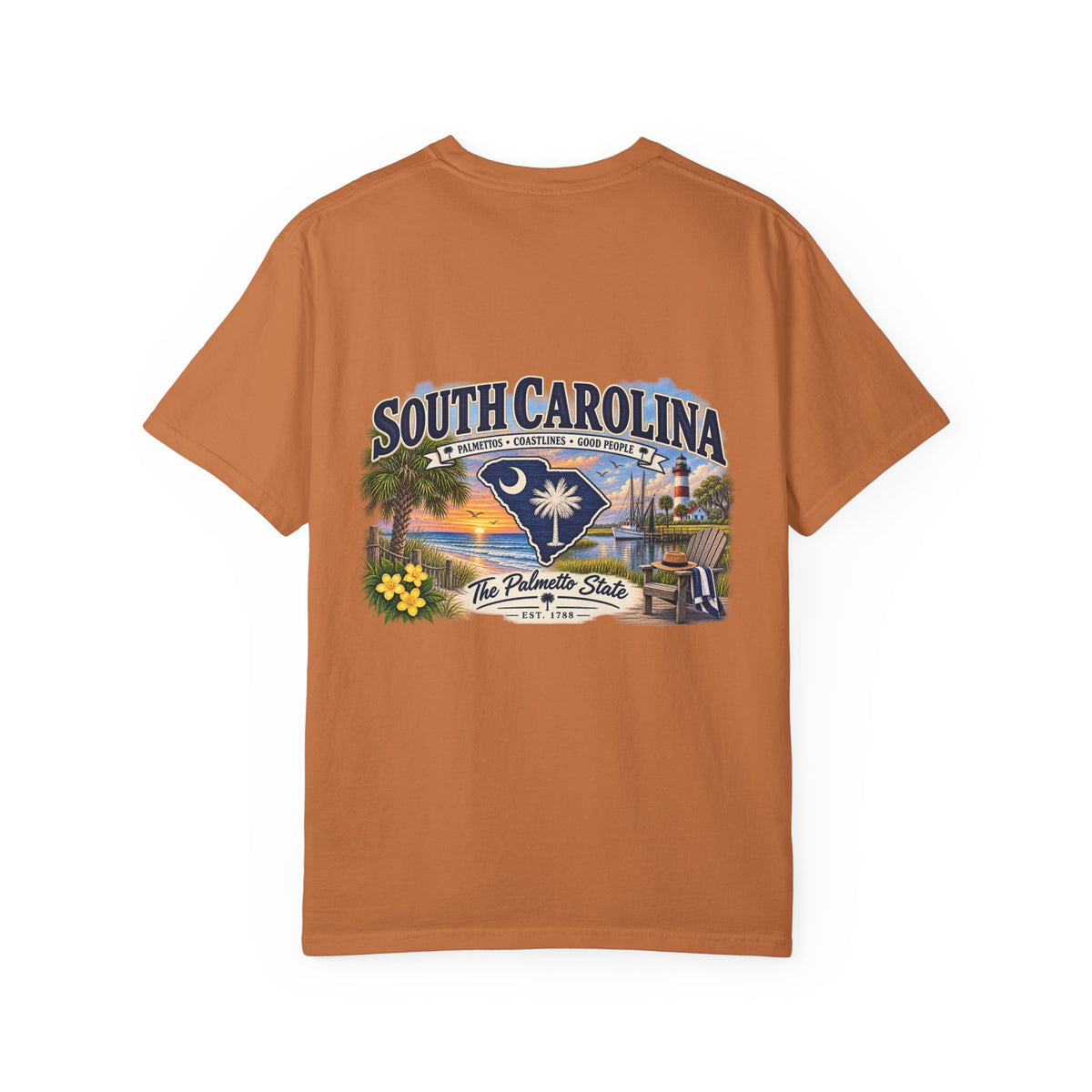 South Carolina Palmetto State T-Shirt — Scenic Beach Sunset Souvenir