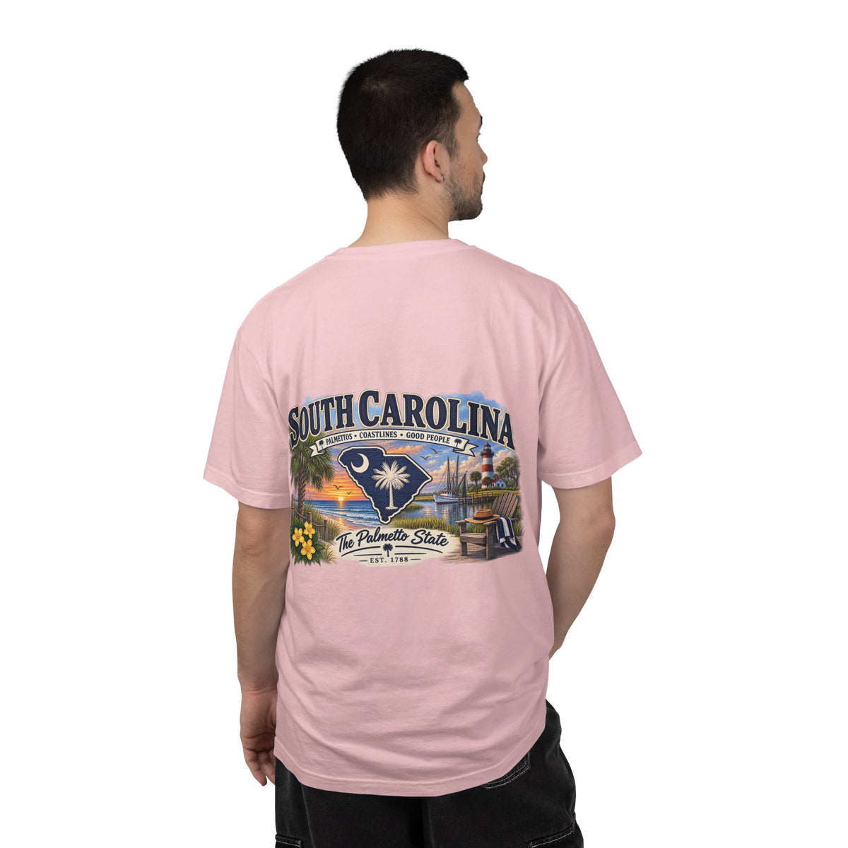South Carolina Palmetto State T-Shirt — Scenic Beach Sunset Souvenir
