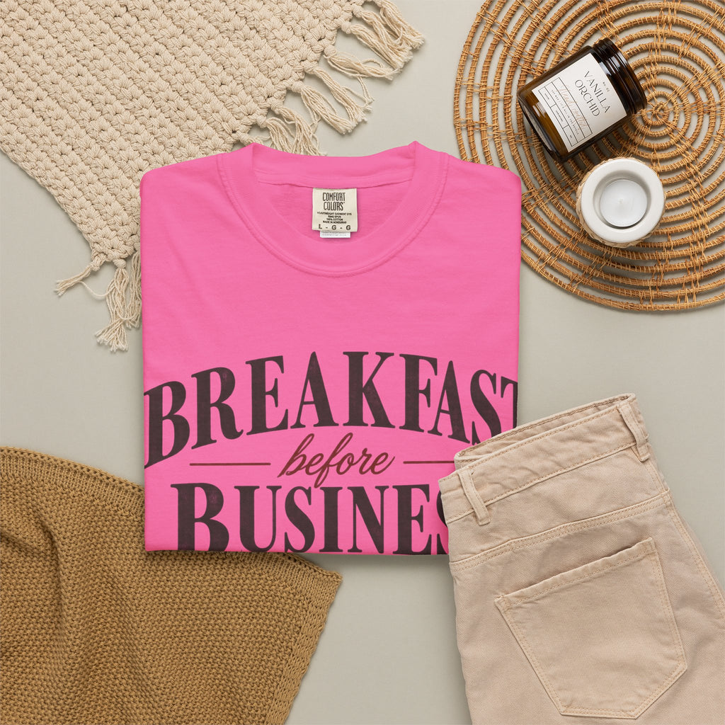 Breakfast Before Business T-Shirt — Coffee & Pancake Morning Graphic Tee