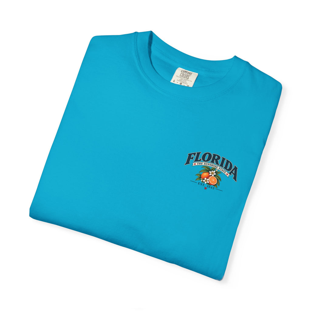 Florida Vintage Beach T-Shirt — Retro Sunset Palm & Orange Graphic