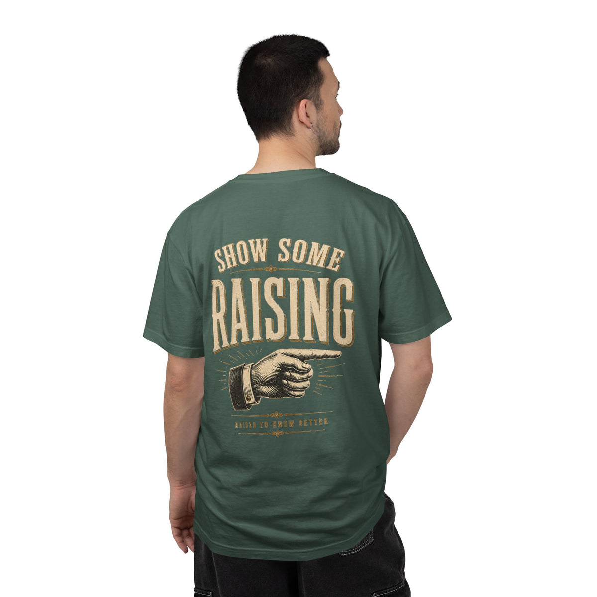 Show Some Raising T-Shirt — Vintage Pointing Hand Family Pride Tee