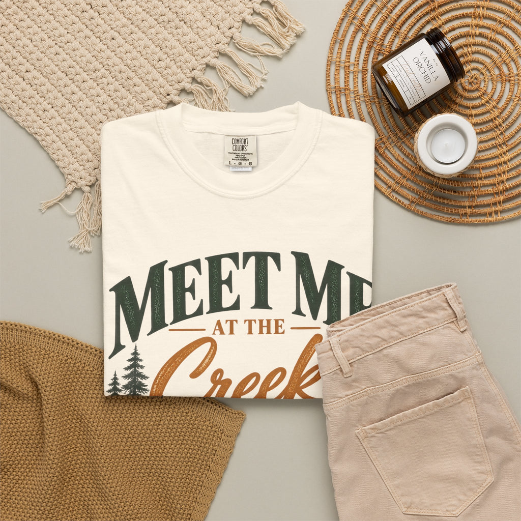 Meet Me at the Creek T-Shirt — Vintage Nature Graphic Tee for Outdoors Lovers