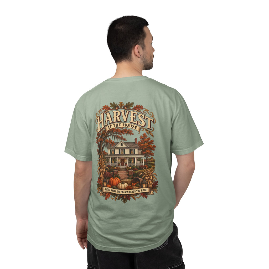 Harvest at the House Graphic T-Shirt — Fall Pumpkin Farmhouse Tee
