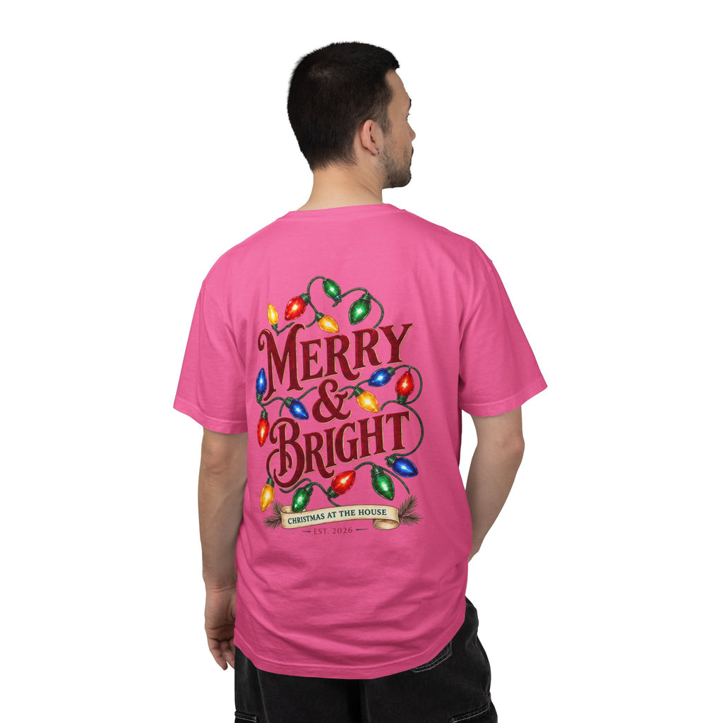 Merry & Bright Holiday T-Shirt — Christmas Lights Graphic Tee