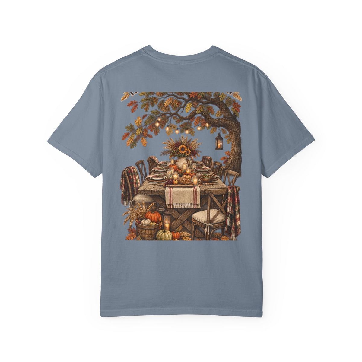Autumn Harvest T-Shirt — Thanksgiving Rustic Table Fall Pumpkin Graphic
