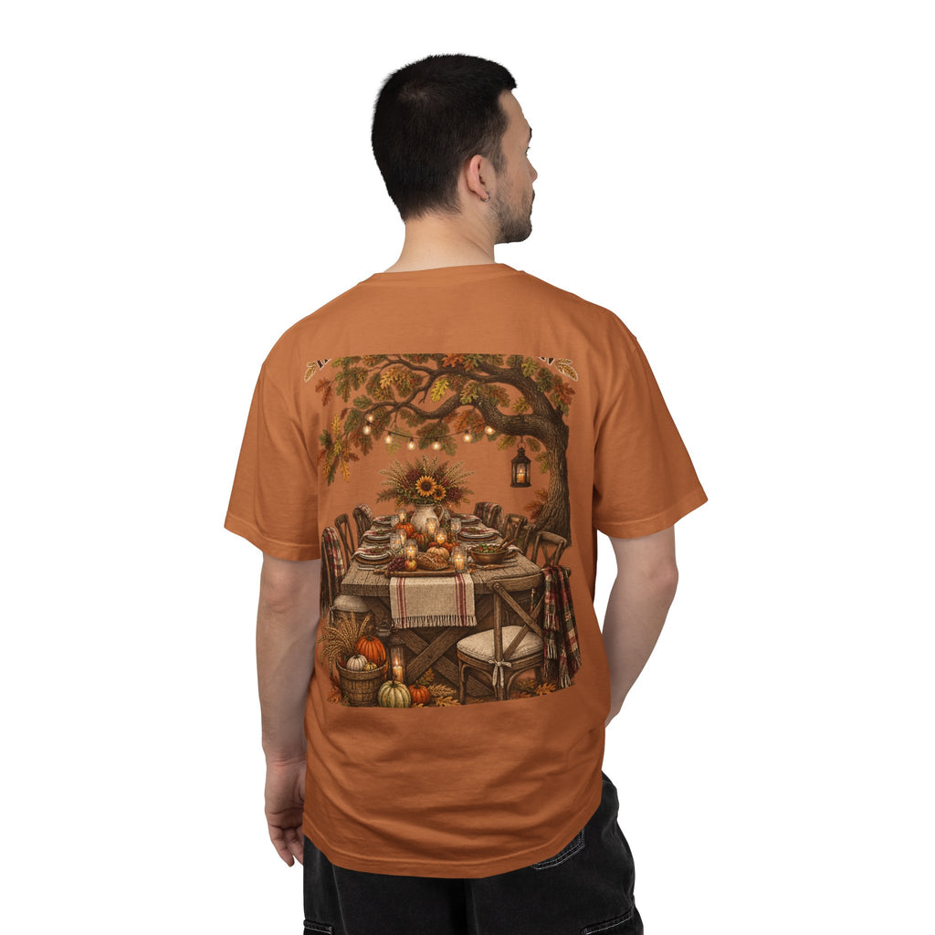 Autumn Harvest T-Shirt — Thanksgiving Rustic Table Fall Pumpkin Graphic