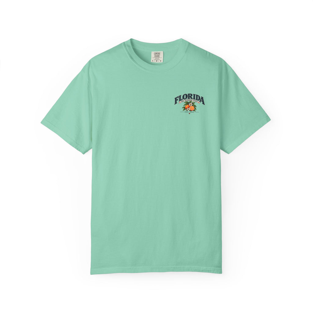 Florida Vintage Beach T-Shirt — Retro Sunset Palm & Orange Graphic
