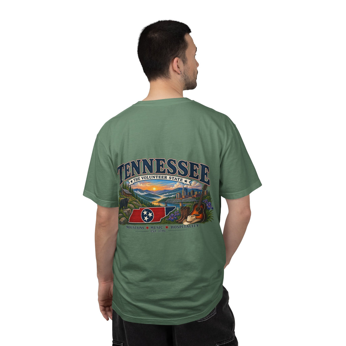 Tennessee Scenic T-Shirt — "Tennessee The Volunteer State" Vintage Travel Tee