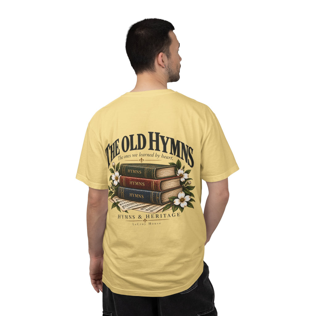 The Old Hymns T-Shirt — Vintage Hymnal Stack Christian Music Tee