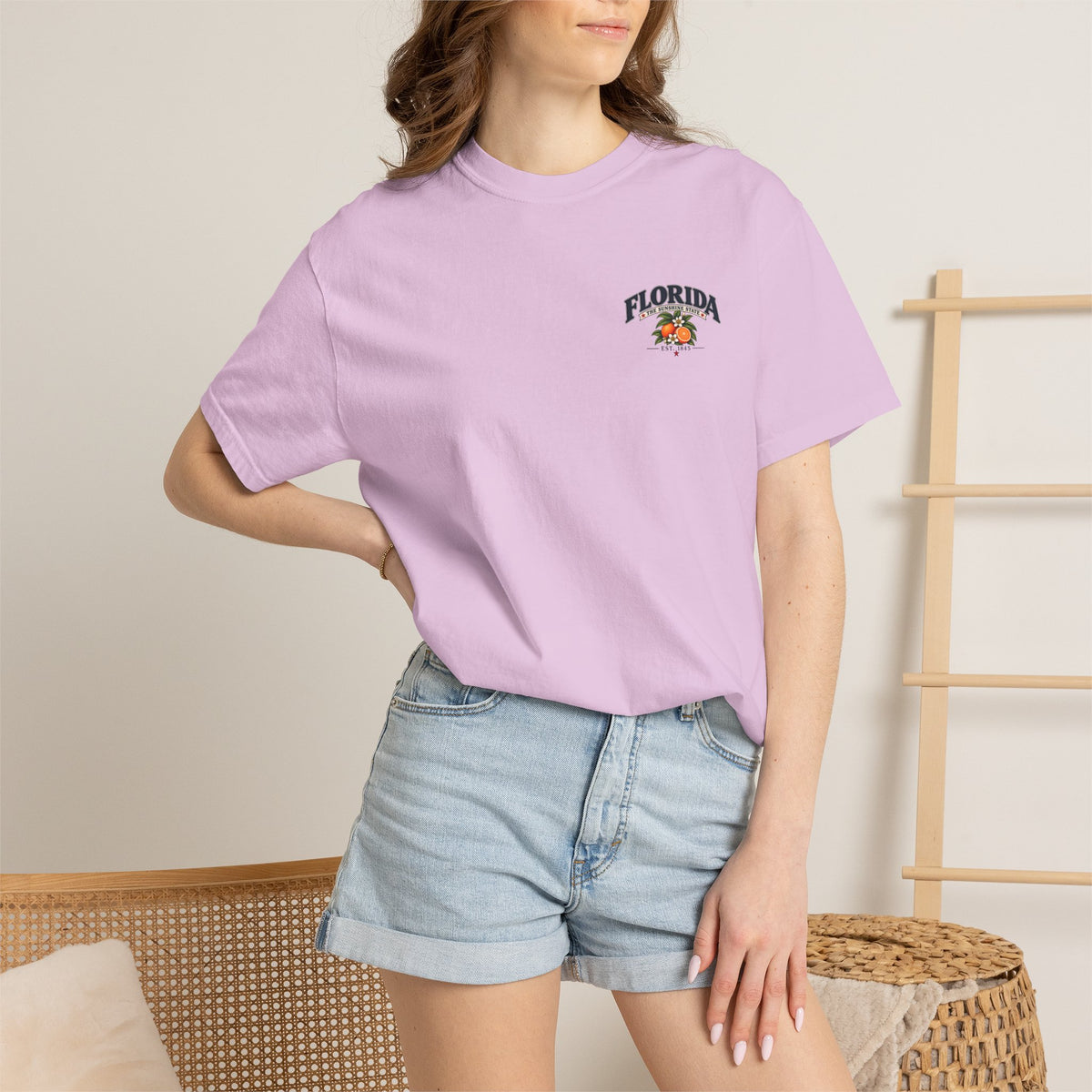 Florida Vintage Beach T-Shirt — Retro Sunset Palm & Orange Graphic