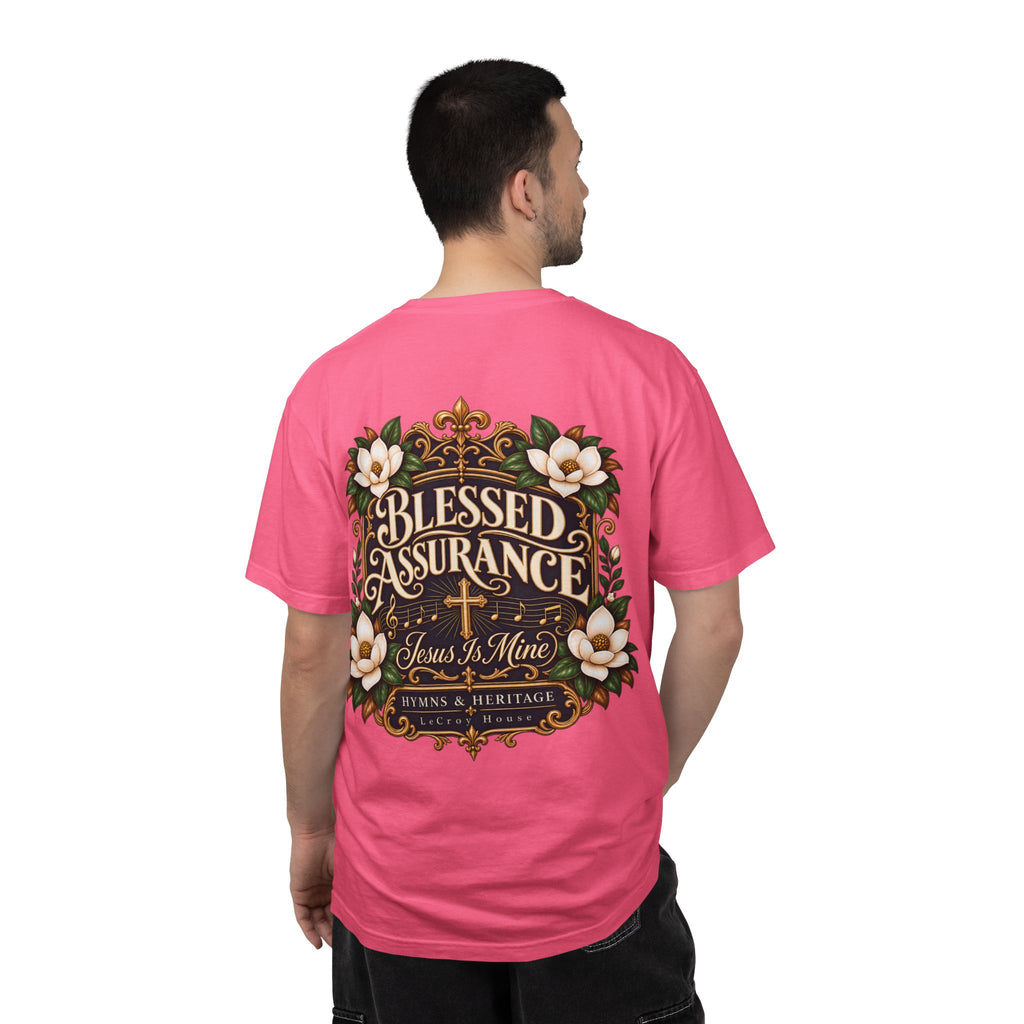 Blessed Assurance T-Shirt — "Jesus Is Mine" Floral Christian Tee