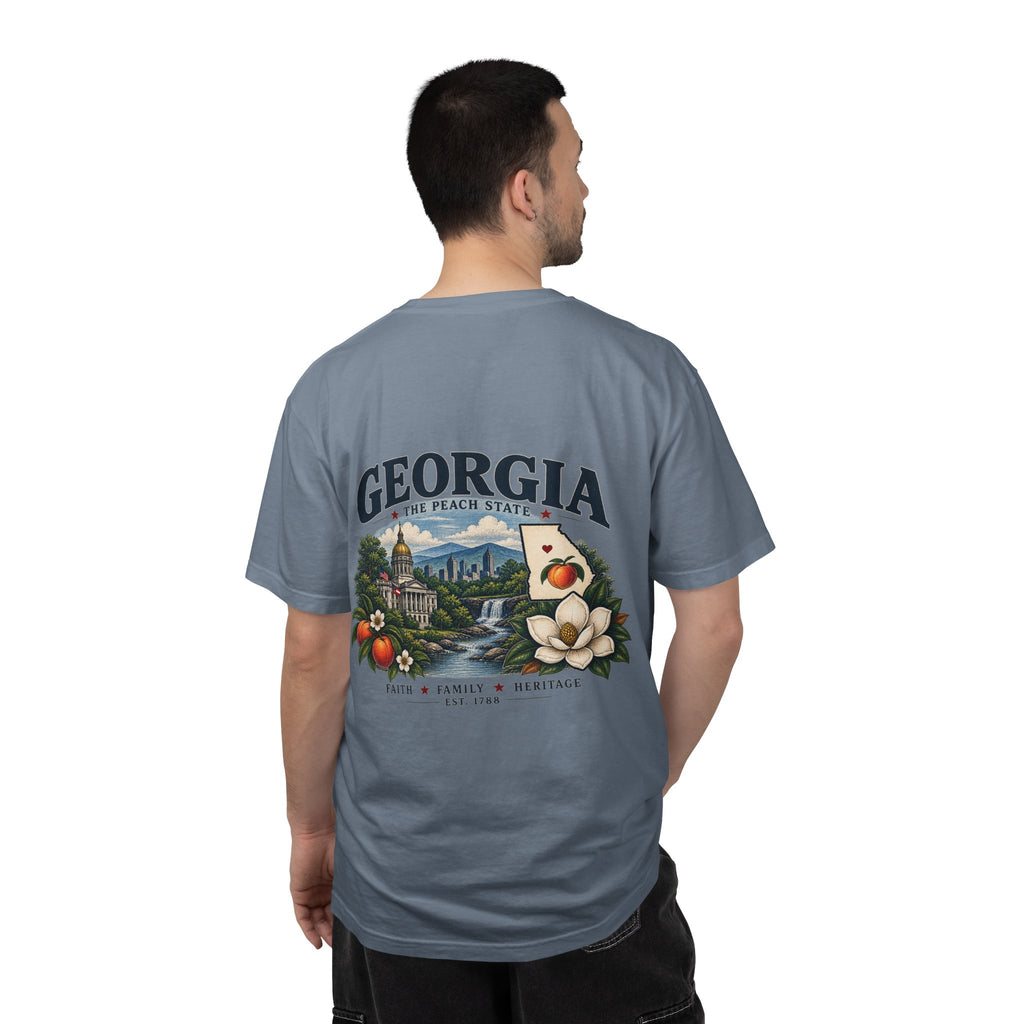 Georgia State T-Shirt — 'The Peach State' Scenic Back Print