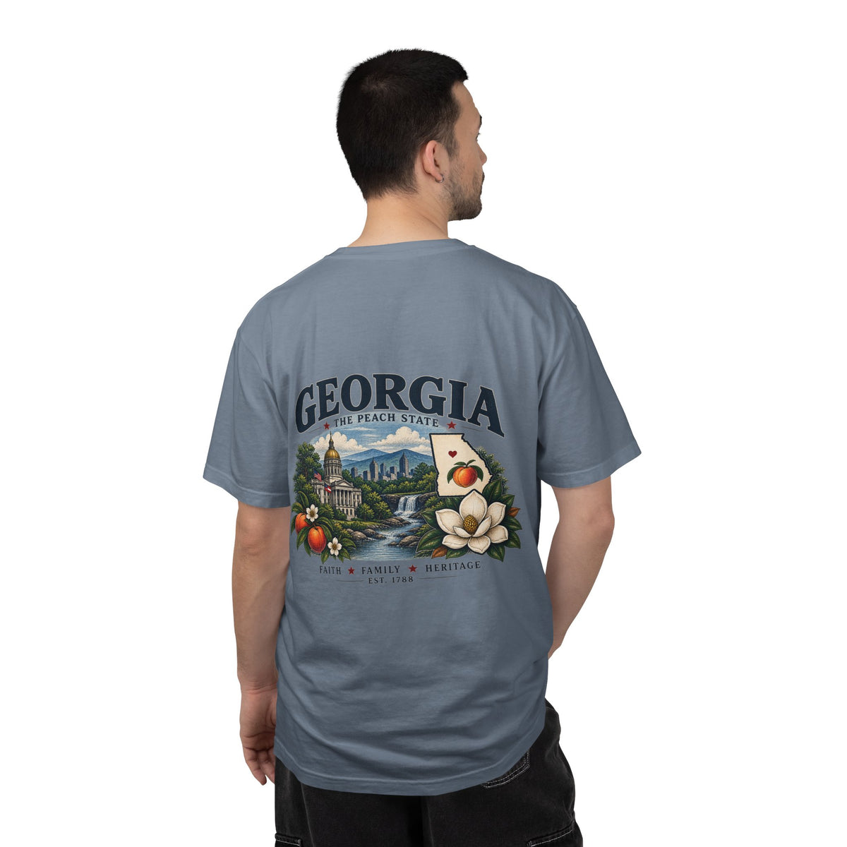 Georgia State T-Shirt — 'The Peach State' Scenic Back Print