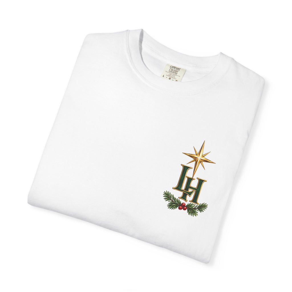 Christmas T-Shirt — "All Is Calm, All Is Bright" Church Scene Holiday Tee