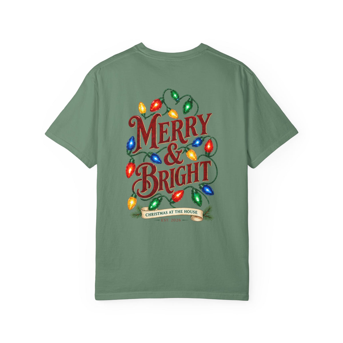 Merry & Bright Holiday T-Shirt — Christmas Lights Graphic Tee