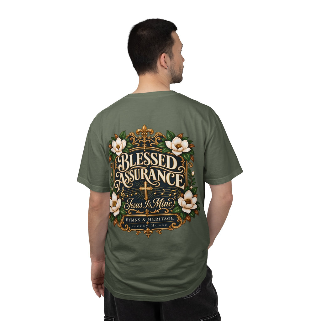 Blessed Assurance T-Shirt — "Jesus Is Mine" Floral Christian Tee