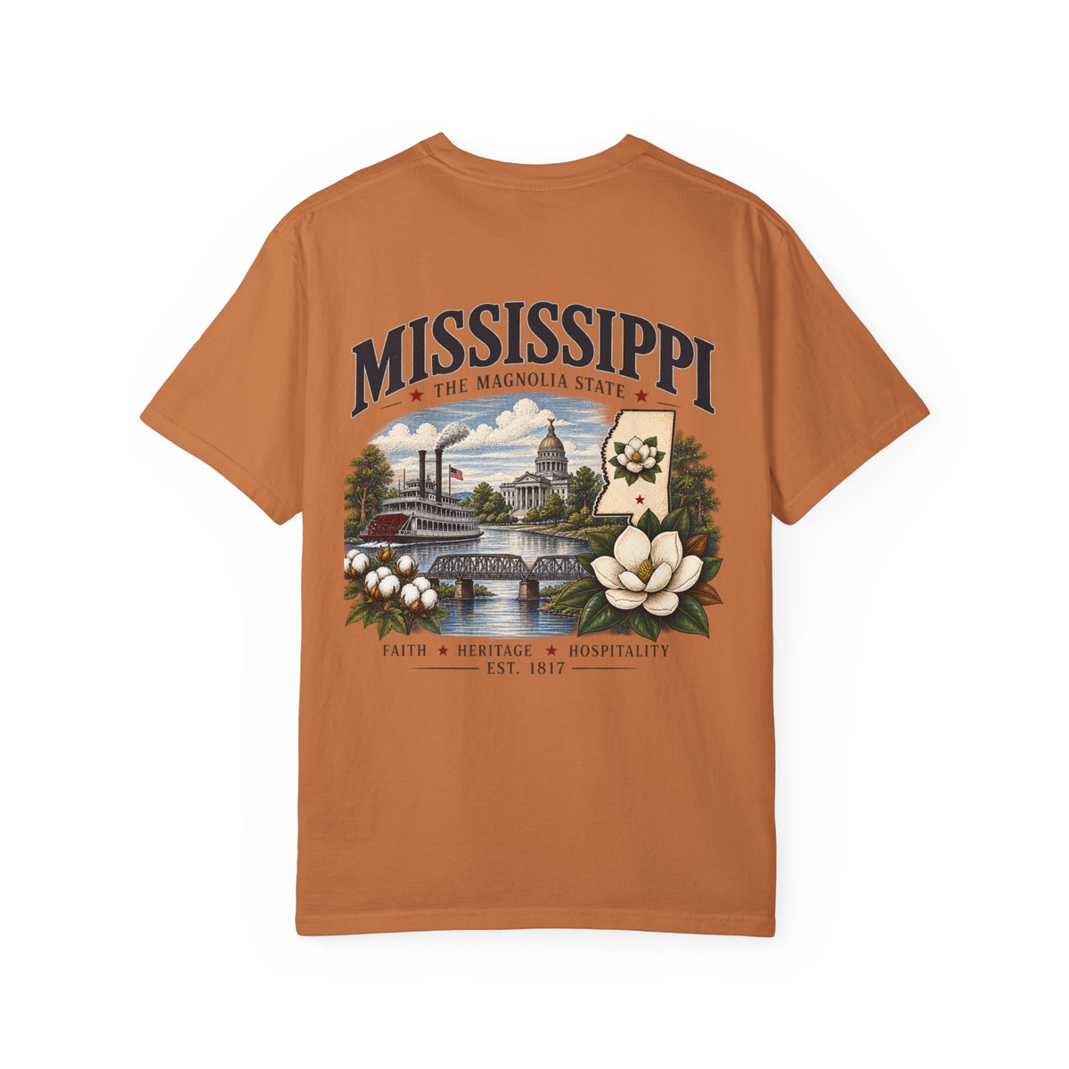 Mississippi Magnolia State T-Shirt — State Capitol & River Graphic