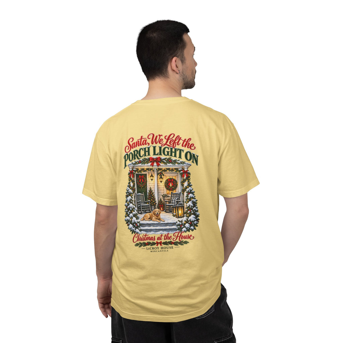 Christmas Porch Lantern T-Shirt — "Santa, We Left the Porch Light On" Holiday Tee