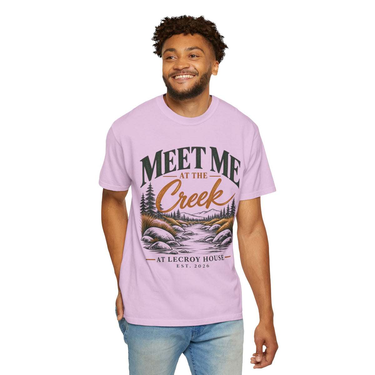 Meet Me at the Creek T-Shirt — Vintage Nature Graphic Tee for Outdoors Lovers