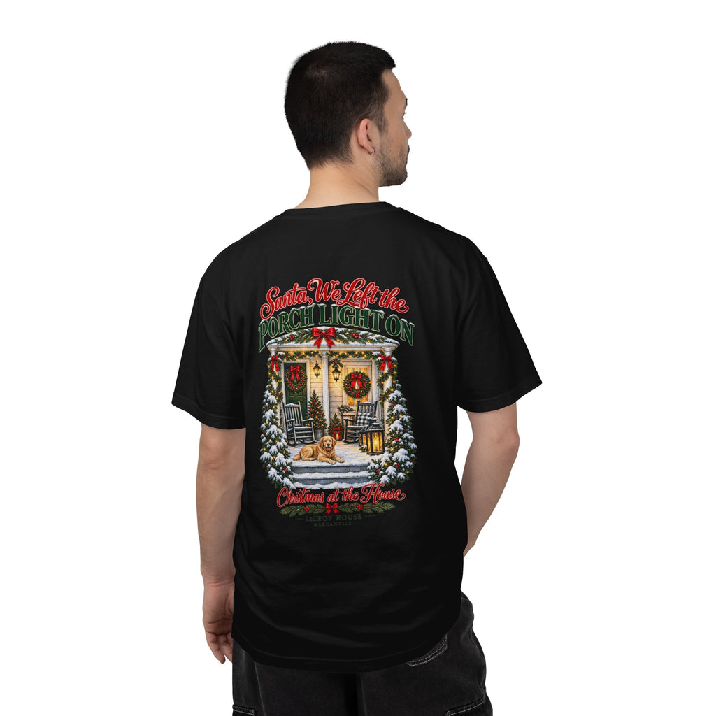 Christmas Porch Lantern T-Shirt — "Santa, We Left the Porch Light On" Holiday Tee