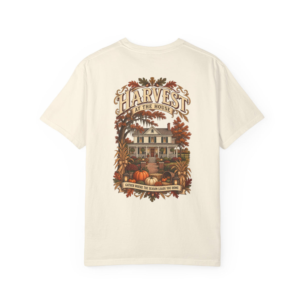 Harvest at the House Graphic T-Shirt — Fall Pumpkin Farmhouse Tee