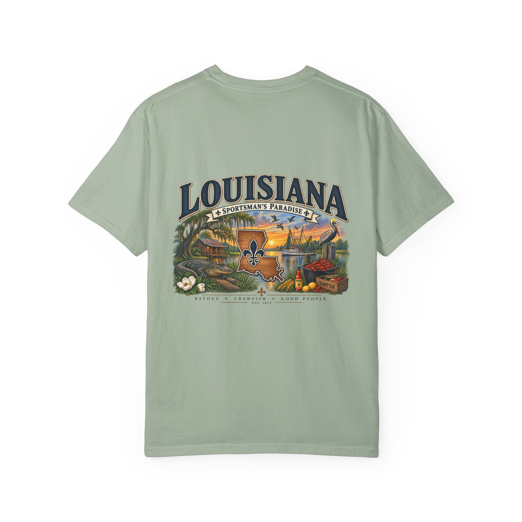 Louisiana Scenic T‑Shirt — State Souvenir Tee (Bayou, Jazz & Cajun Design)