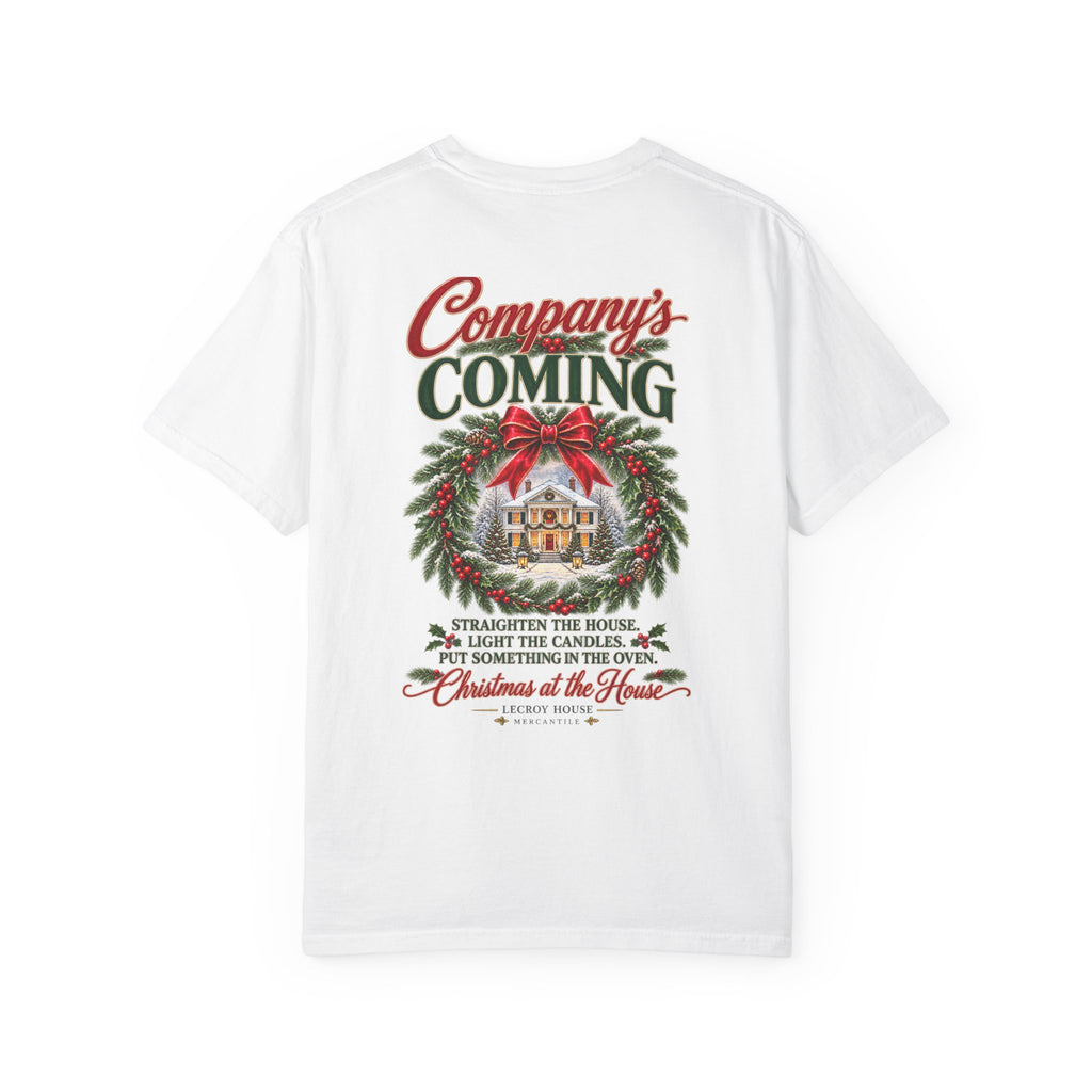 Christmas Wreath Holiday T-Shirt — "Company's Coming" Vintage House Christmas Tee