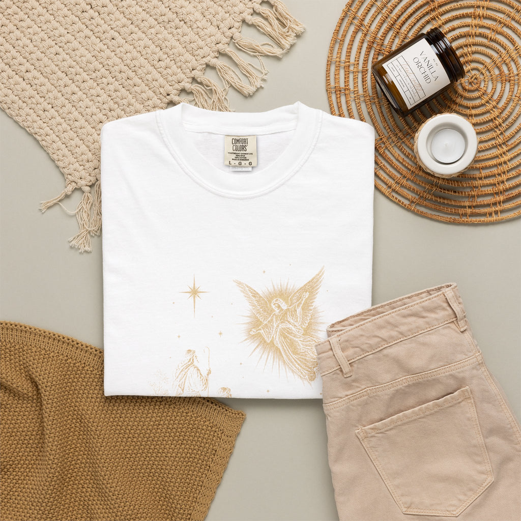 Shepherds Heard First T-Shirt — Nativity Scene Graphic Tee