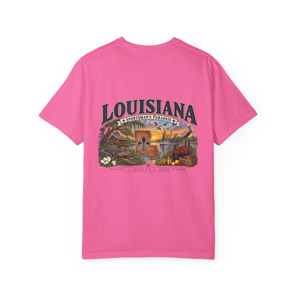 Louisiana Scenic T‑Shirt — State Souvenir Tee (Bayou, Jazz & Cajun Design)