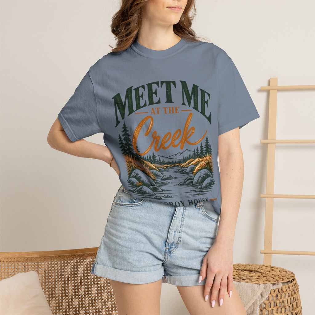 Meet Me at the Creek T-Shirt — Vintage Nature Graphic Tee for Outdoors Lovers