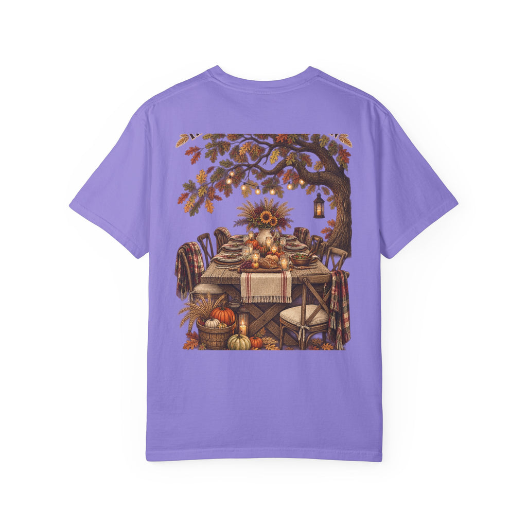 Autumn Harvest T-Shirt — Thanksgiving Rustic Table Fall Pumpkin Graphic